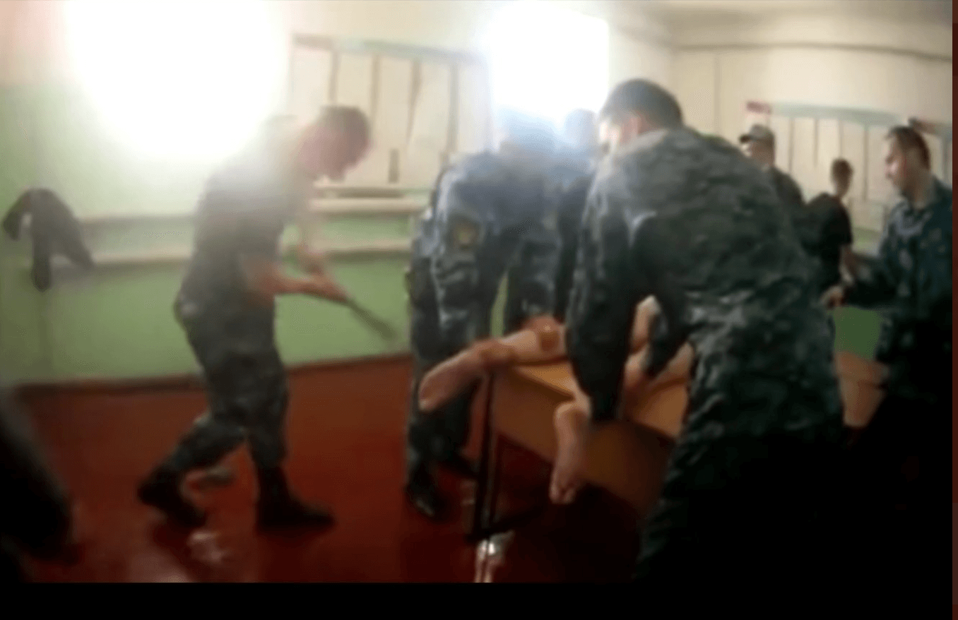 A still taken from one videos showing torture at the Saratov prison
