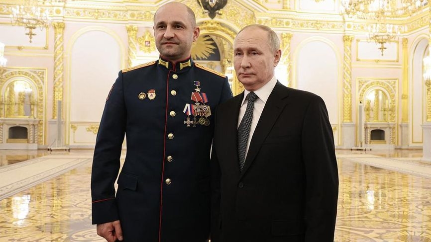 Artyom Zhoga and Vladimir Putin.
