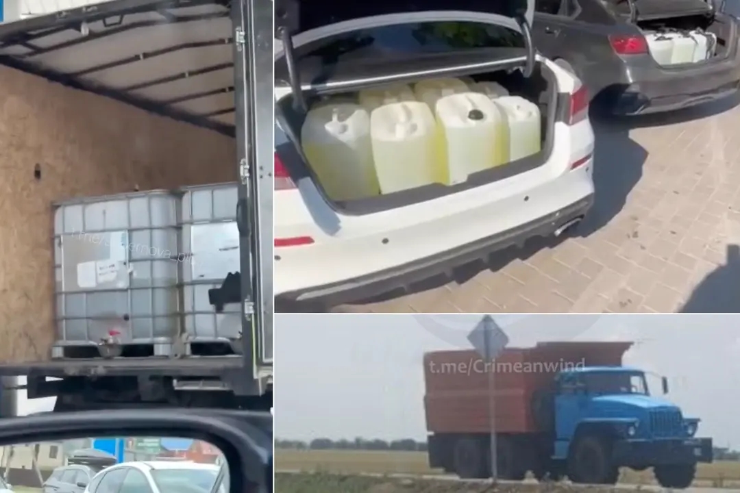 Footage of fuel being transported via civilian vehicles in Russian-occupied Crimea. Sources: Krymsky Veter, Exilenova+, Supernova+