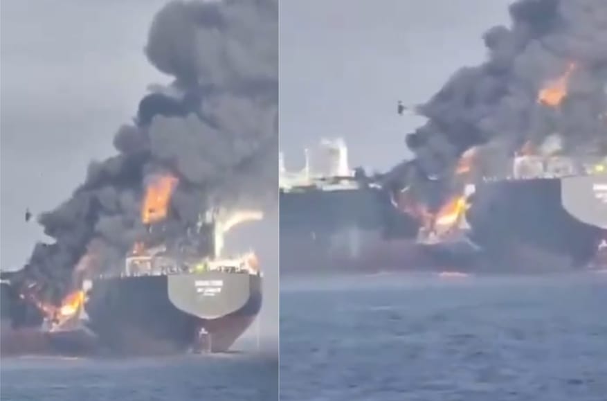 Greenpeace says tanker collision involving vessel tied to Russia’s “shadow fleet” created 6-square-mile oil slick off the coast of Iran