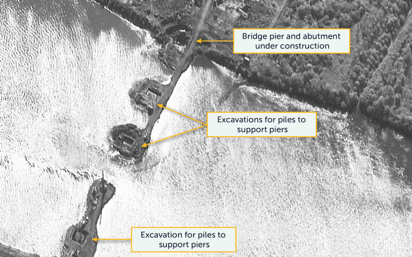 Progress on new road bridge under construction between Russia and North Korea seen in satellite images