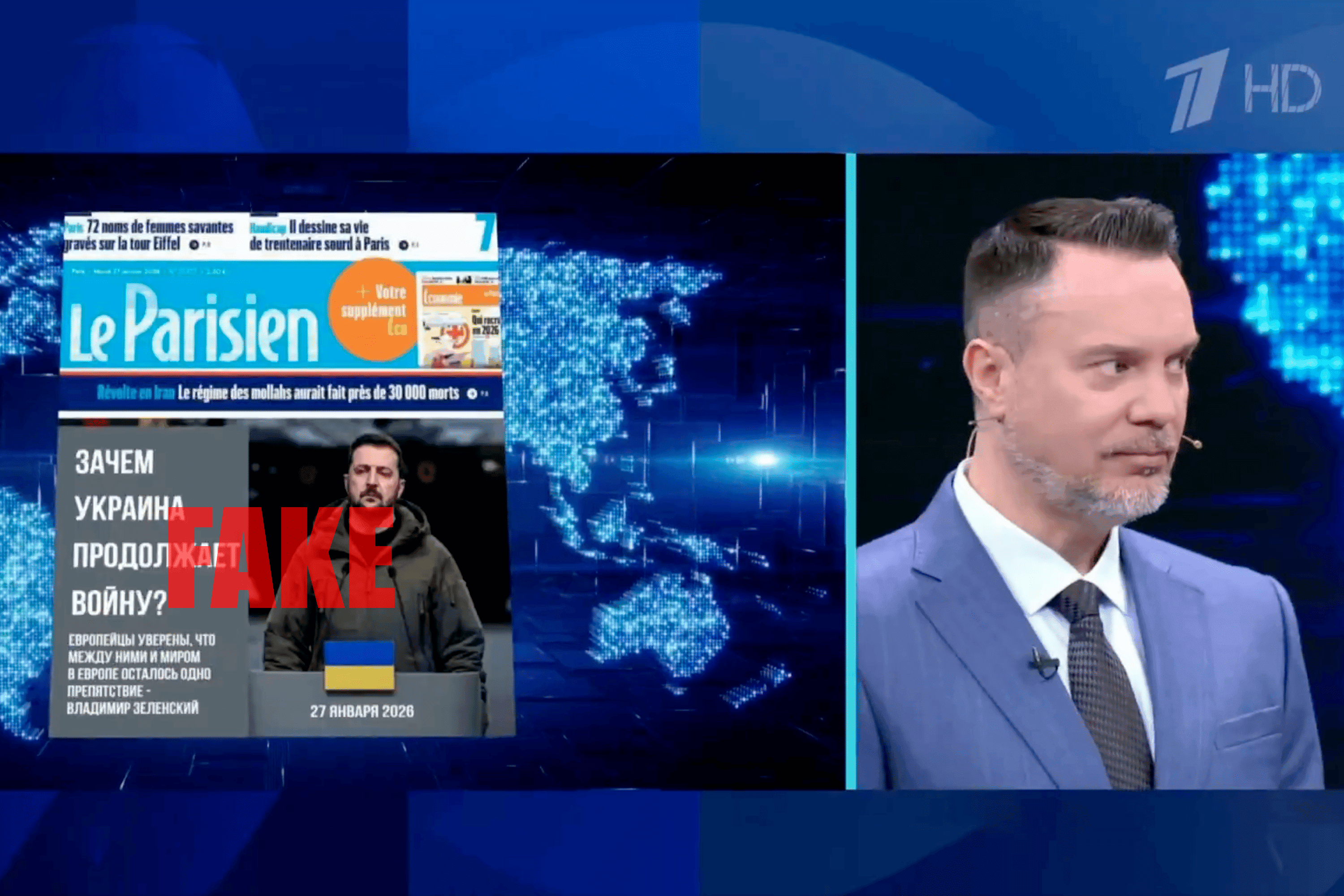 Russia’s Channel One airs fake front pages spread by Matryoshka bot network for the first time