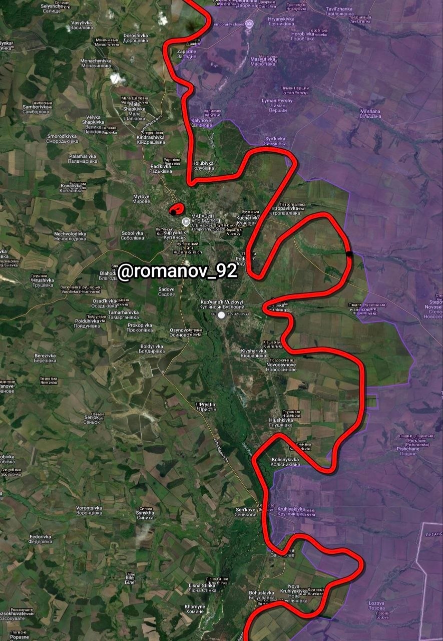 Линия боевого соприкосновения на купянском направлении по версии «военкора» Владимира Романова