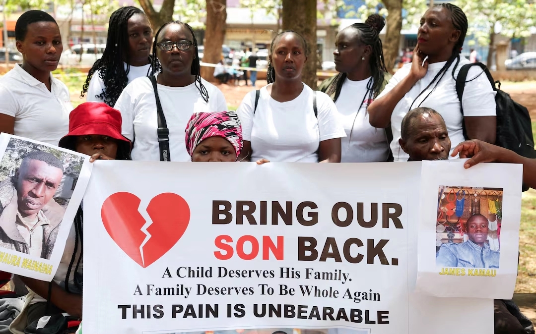 Wives and mothers of Kenyans missing in Russia organized a protest demanding their return home