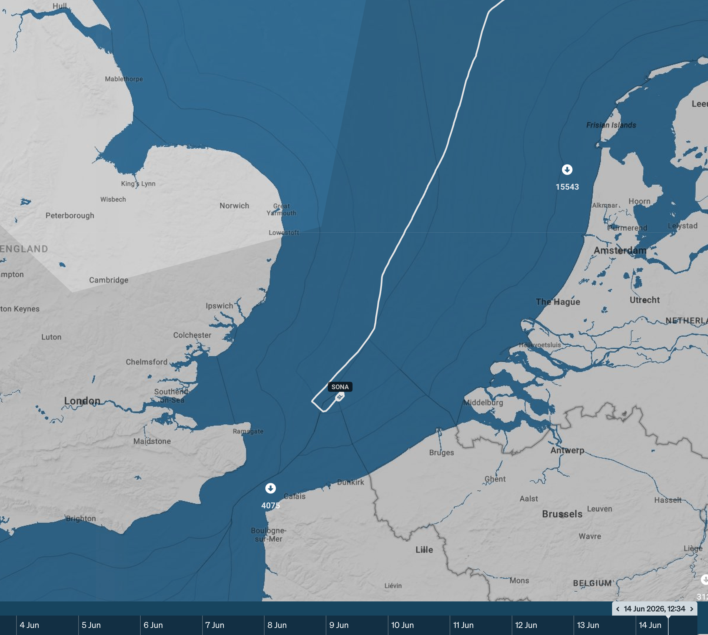 The Sierra Leone-flagged SONA turned around before entering the English Channel after the Smyrtos was detained on June 14, 2026