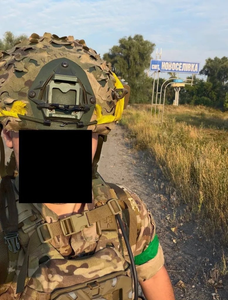 Украинский военнослужащий около Новосёловки к северу от Лимана (до 2016 года — Красный Лиман)