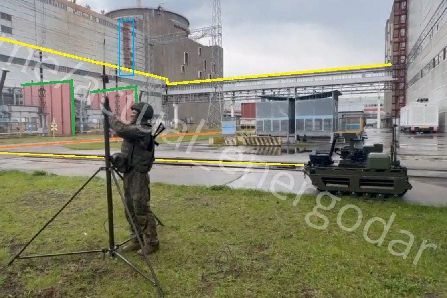 Российские военные испытывали робота «Курьер» у третьего энергоблока Запорожской АЭС. Это может противоречить Женевским конвенциям