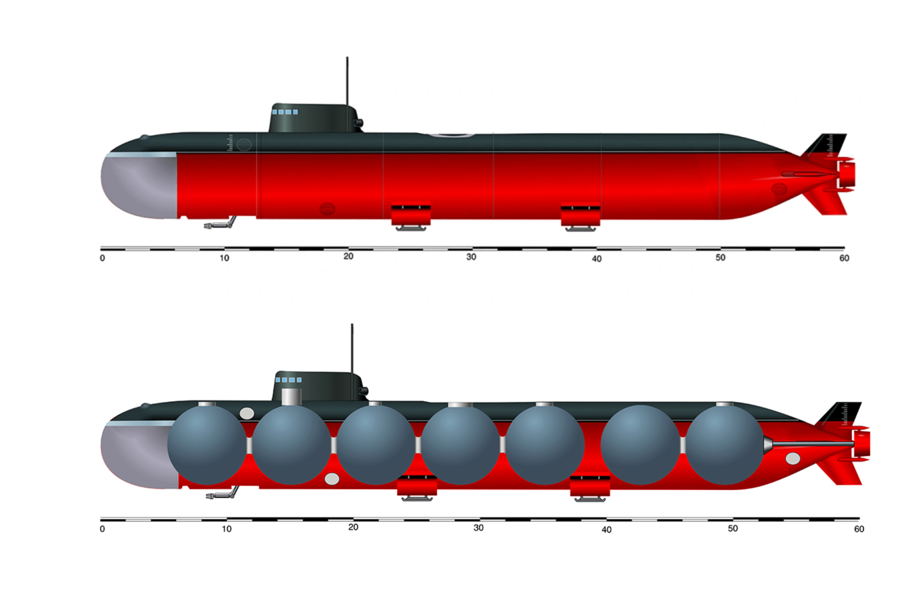 Approximate diagram of the AS-12 nuclear submarine (AS-31, according to other sources). Photo: Heribeto Arribas Abato / Wikipedia