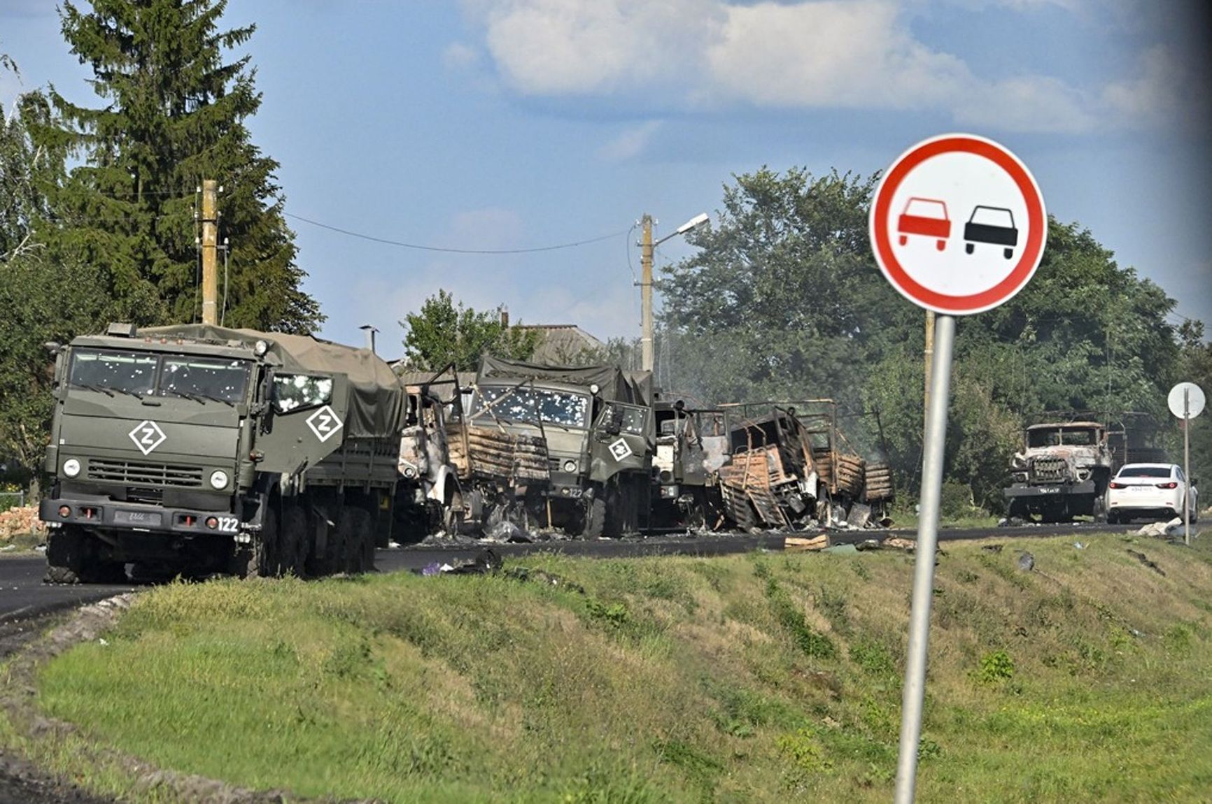 A destroyed Russian convoy near Rylsk, Kursk Region, Aug. 8, 2024