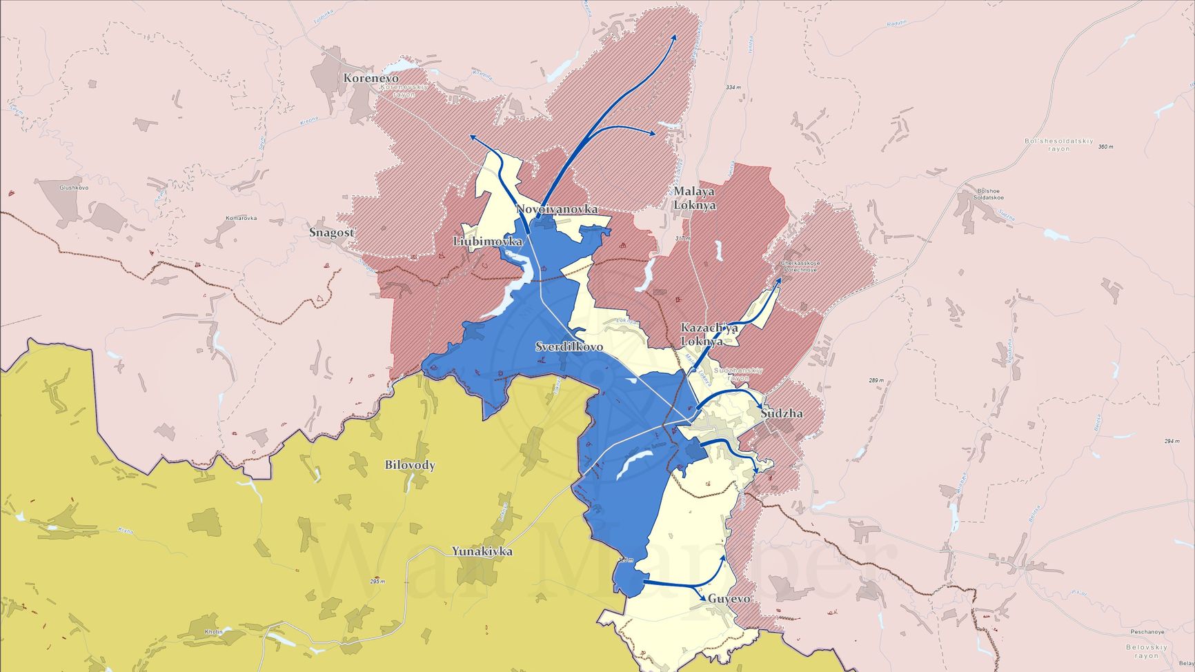 Обстановка на курском направлении по версии War Mapper