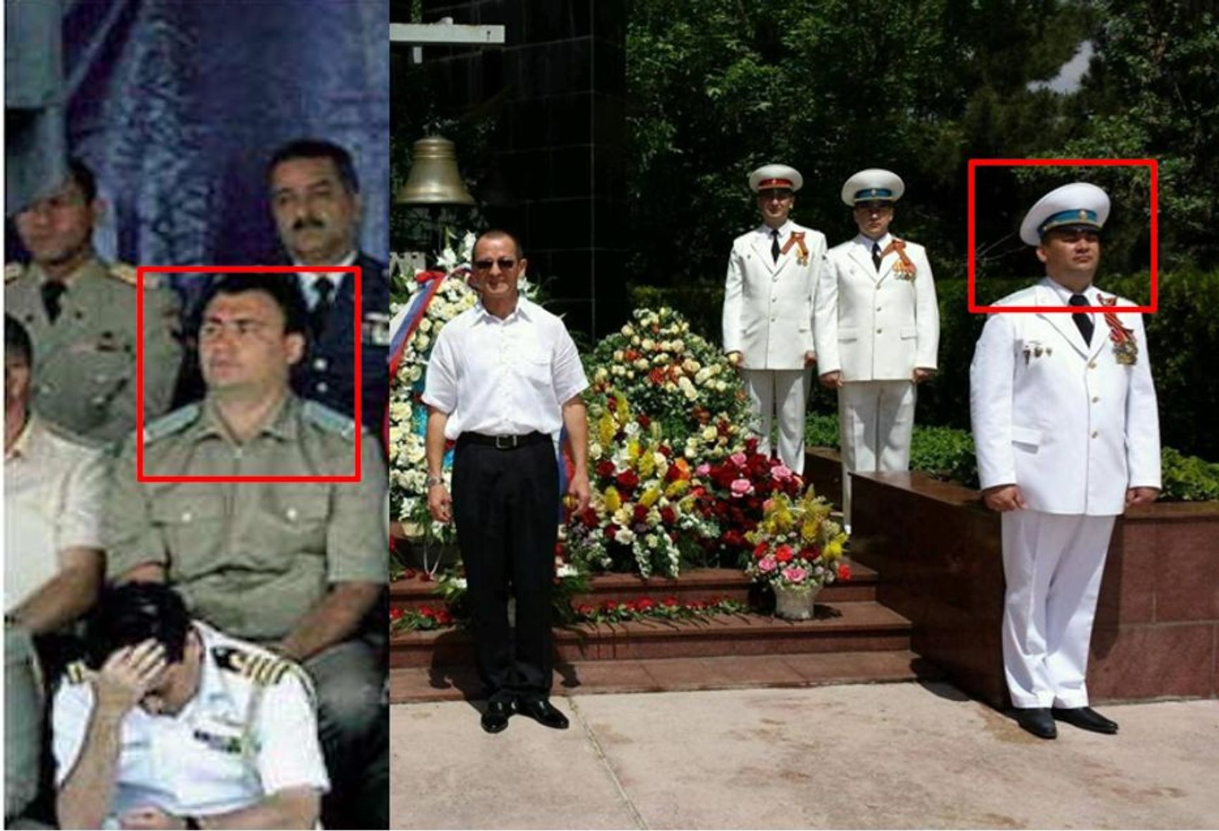 Left: Colonel Kasianenko at a military parade in Tehran, September 2008. Right: Kasianenko at the Victory Day celebration in Kabul, May 9, 2015.