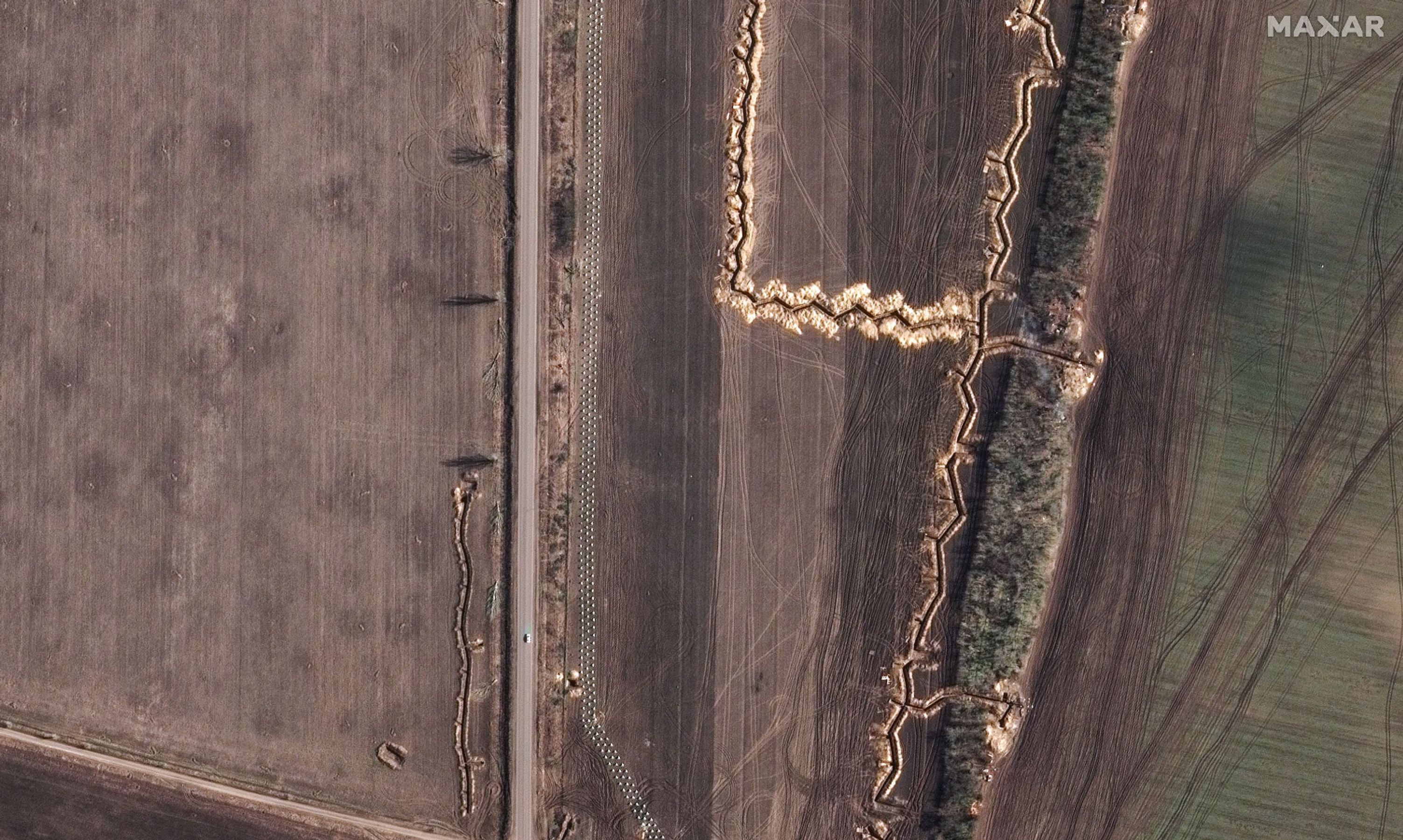 View from space of the Russian defense line in Zaporizhzhia, March 2023
