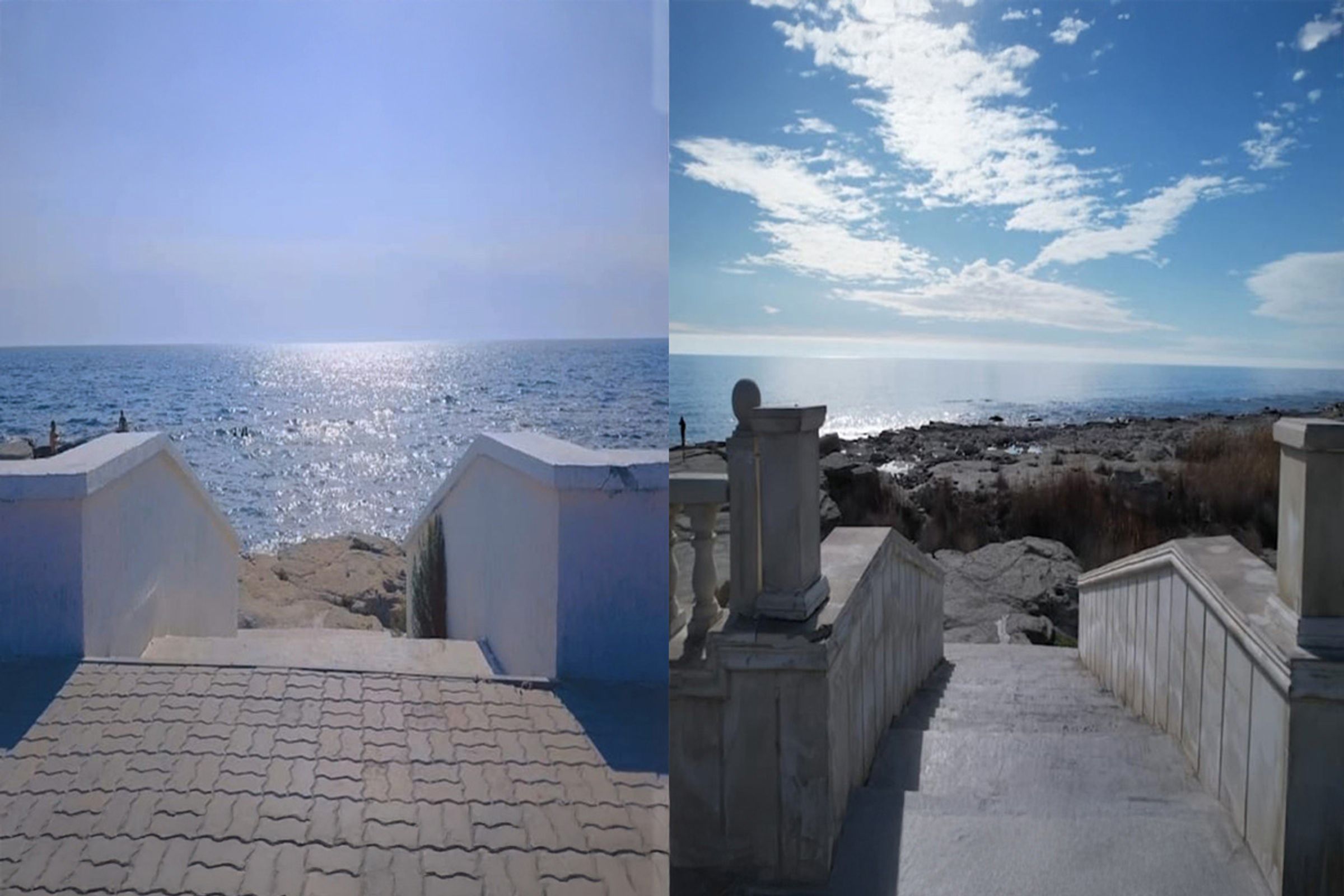 Coastline of Aktau: left — 2018, right — 2025