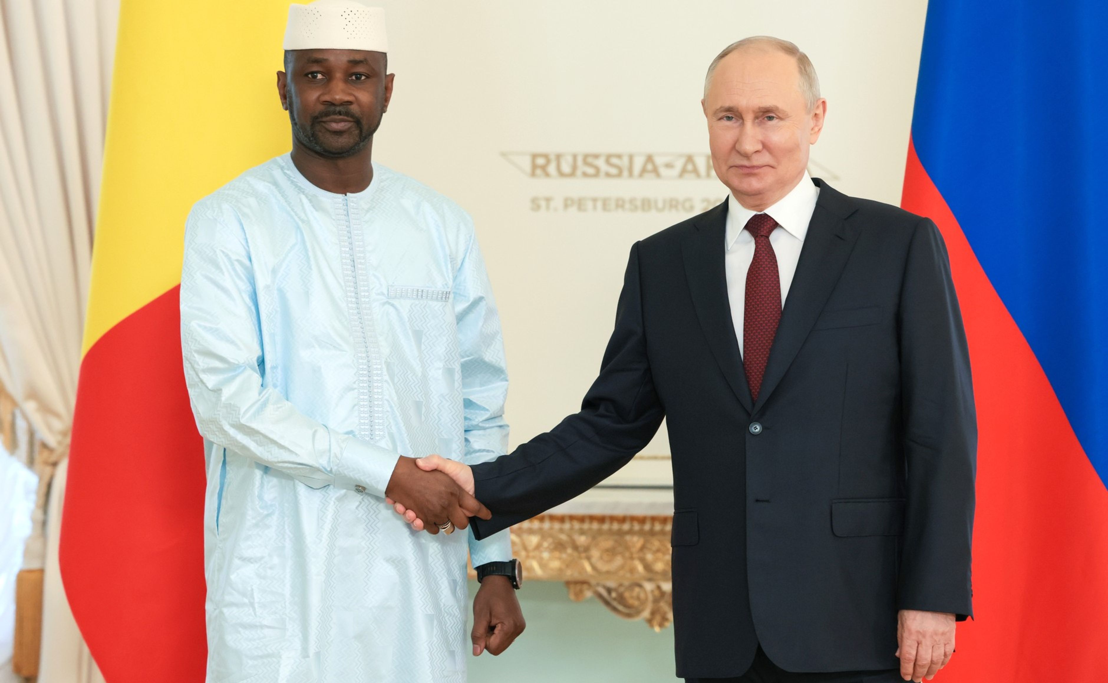 Putin with Mali’s leader Assimi Goïta at the Russia-Africa Summit in St. Petersburg