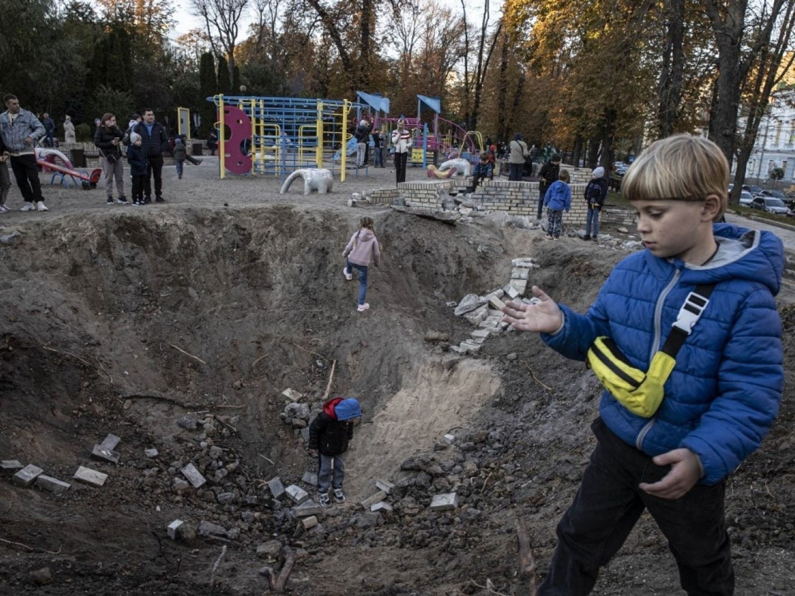 One of the "high-precision" Russian missiles hit a children's playground on October 11