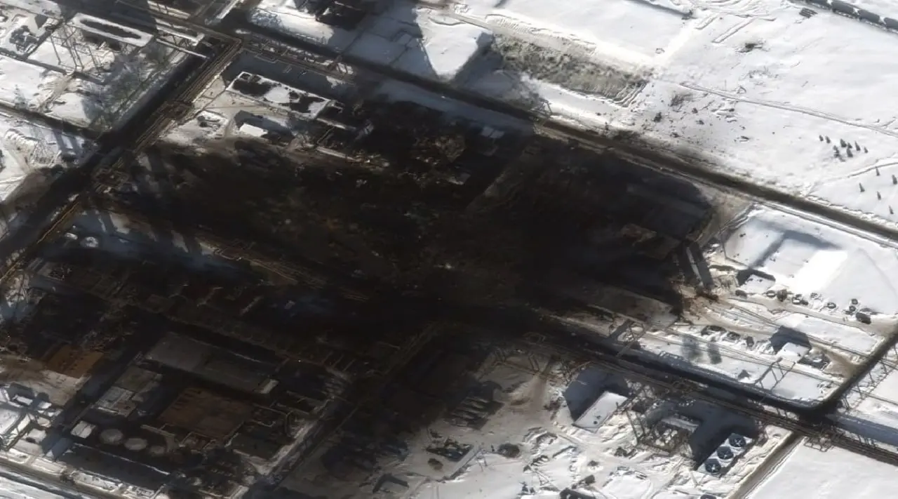 The Dorogobuzh plant following the Ukrainian drone attack in February. Photo: Supernova+ Telegram channel